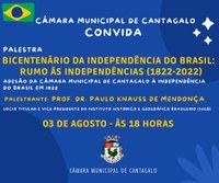 CONVITE PALESTRA BICENTENÁRIO DA INDEPENDÊNCIA DO BRASIL: RUMO ÀS INDEPENDÊNCIAS (1822-2022)